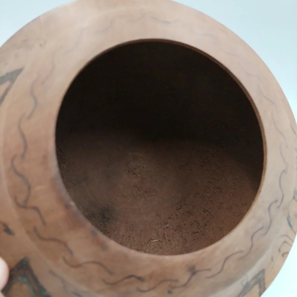 Vintage Hand Turned Wood Bowl Pyrography Floral Design Wood Burned Folk Art Boho